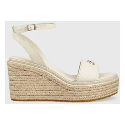 Calvin Klein szandál WEDGE 50HH W/HW - JQ bézs, női, éksarkú, HW0HW01490