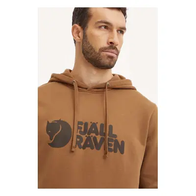 Fjallraven melegítő felső Fjällräven Logo barna, nyomott mintás, kapucnis, F84144.265