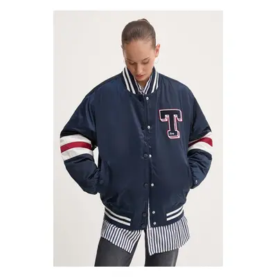 Tommy Jeans bomber dzseki női, sötétkék, átmeneti, oversize, DW0DW18306