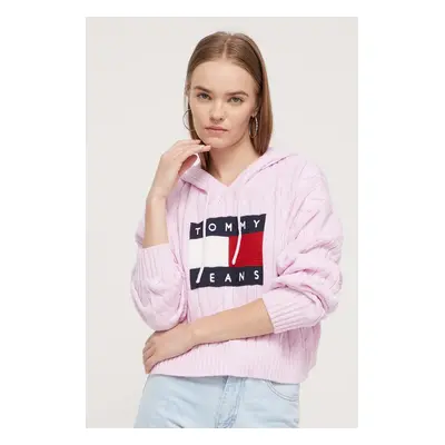 Tommy Jeans pulóver női, rózsaszín