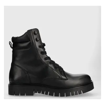 Tommy Jeans bakancs TJW LACE UP BOOT fekete, női, platformos, EN0EN02314