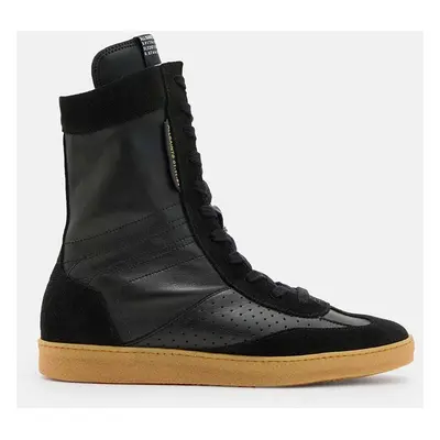 AllSaints bőr csizma Louise High Top fekete, női, lapos talpú, W070FB