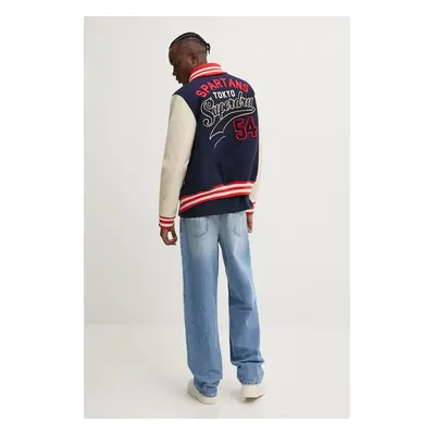 Superdry gyapjú bomber dzseki sötétkék, átmeneti, M5011942A-GKV