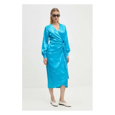 Never Fully Dressed ruha Vienna Wrap Dress midi, harang alakú, NFDDR1575