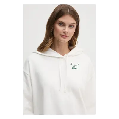 Lacoste felső fehér, női, nyomott mintás, kapucnis, SF2649