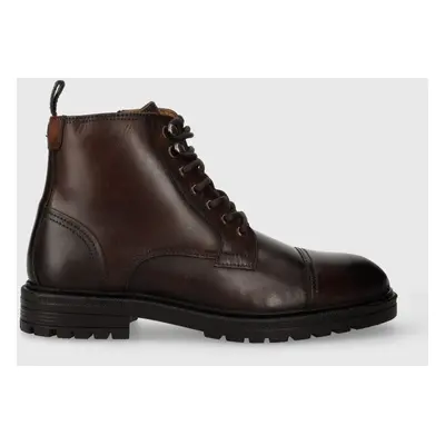 Pepe Jeans bőr cipő LOGAN BOOT barna, férfi, PMS50237