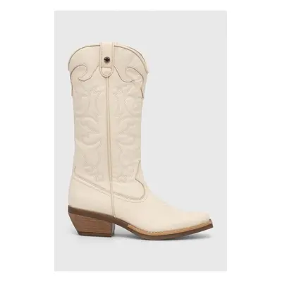 Steve Madden bőr cowboy csizma Wishley bézs, női, magassarkú, SM11003071