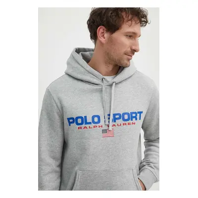 Polo Ralph Lauren felső szürke, férfi, nyomott mintás, kapucnis