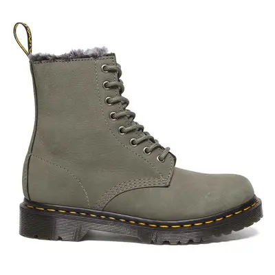 Dr. Martens bőr bakancs Serena szürke, női, téliesített, lapos talpú, DM30953059