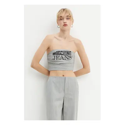 Moschino Jeans top gyapjúkeverékből szürke, A0812