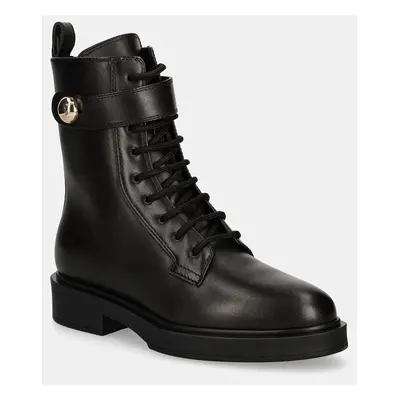 Furla bőr csizma Sfera Army Boot fekete, női, lapos talpú, YI46SFE WU0000 O6000