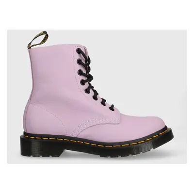 Dr. Martens bőr bakancs Pascal lila, női, lapos talpú, DM30689308