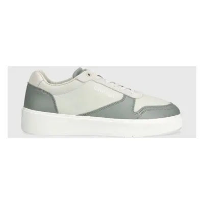 Calvin Klein bőr sportcipő LOW TOP LACE UP BSKT szürke, HM0HM01402