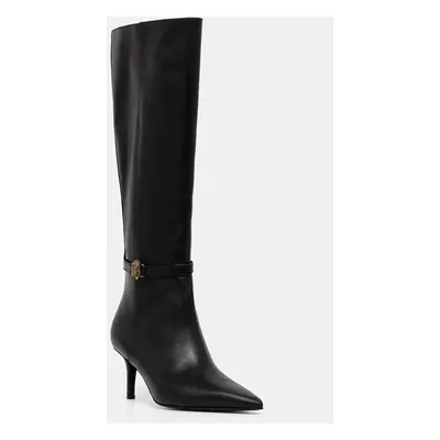 Kurt Geiger London bőr csizma Kensington Flexi Knee fekete, női, tűsarkú