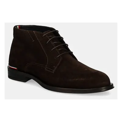 Tommy Hilfiger velúr cipő CORE RWB HILFIGER SUEDE BOOT barna, férfi, FM0FM04805