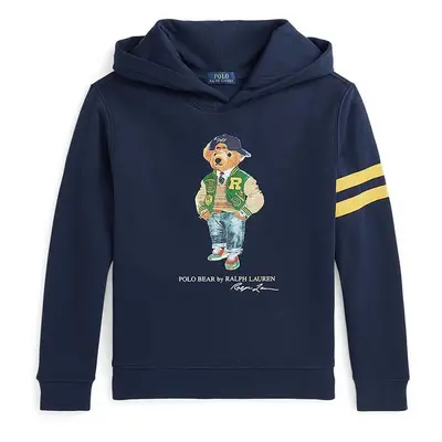 Polo Ralph Lauren gyerek felső sötétkék, nyomott mintás, kapucnis