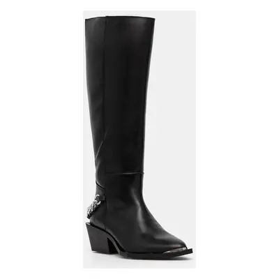 Steve Madden bőr csizma Xayenne fekete, női, magassarkú, SM11003321