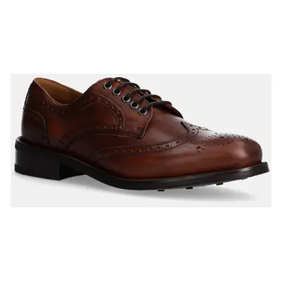 Hackett London bőr félcipő JAME BROGUE barna, férfi, HMS21426