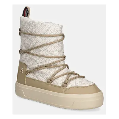 Tommy Hilfiger hócipő LACE-UP MONOGRAM SNOWBOOT bézs, FW0FW08430