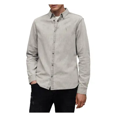 AllSaints farmering GLEASON LS SHIRT férfi, galléros, szürke, regular, M165SB