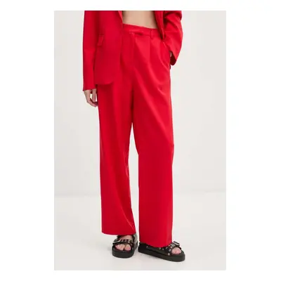 Never Fully Dressed nadrág Red Sundazed Roamance arden Trousers női, piros, magas derekú egyenes