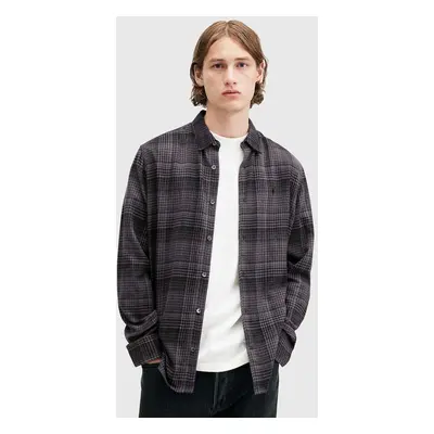 AllSaints pamut ing SONIK LS SHIRT férfi, galléros, szürke, relaxed, M037SB