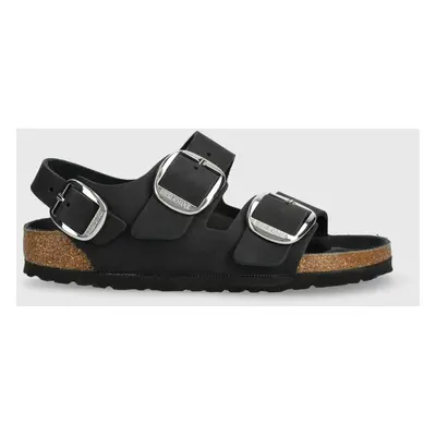 Birkenstock bőr szandál Milano fekete, női