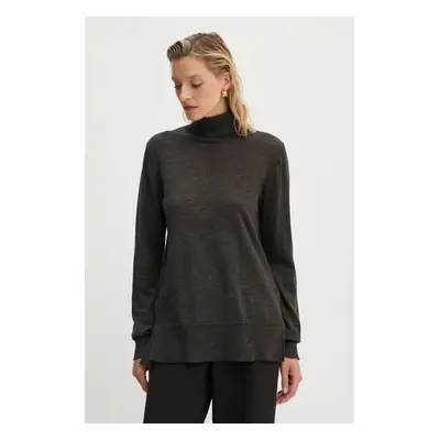 Bruuns Bazaar gyapjú pulóver CharleneBBRoll Neck knit könnyű, női, barna, garbónyakú, BBW4181