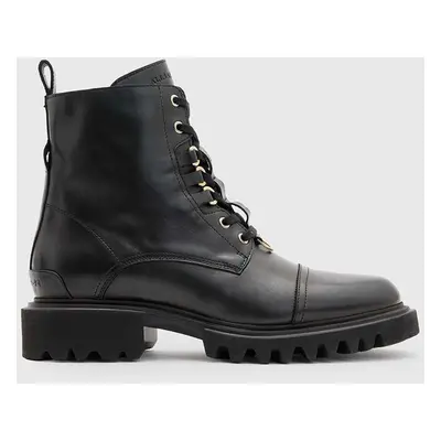 AllSaints bőr csizma Lydia Boot fekete, női, lapos talpú, W040FB