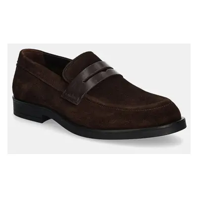 Calvin Klein velúr mokaszin MOCCASIN SUE barna, férfi, HM0HM01621