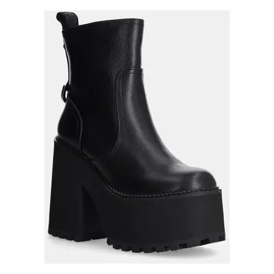 Buffalo bokacsizma Killah Zip Boot Mid fekete, női, magassarkú, 1622374-BLK