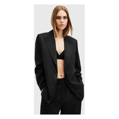 AllSaints zakó AVERIE TEN BLAZER fekete, sima, egysoros gombolású, W026QC