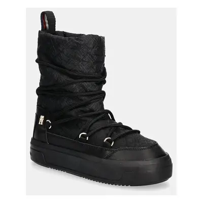 Tommy Hilfiger hócipő LACE-UP MONOGRAM SNOWBOOT fekete, FW0FW08430