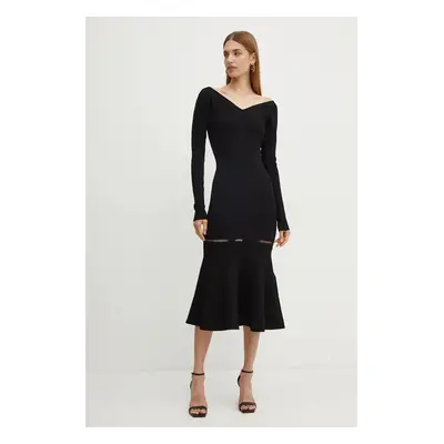 Victoria Beckham ruha fekete, midi, testhezálló, 1424KDR005908A