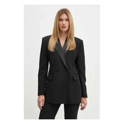 Bruuns Bazaar zakó RubysusBBTuxi blazer fekete, sima, kétsoros gombolású, BBW4114