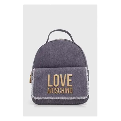 Love Moschino pamut hátizsák lila, kis, nyomott mintás