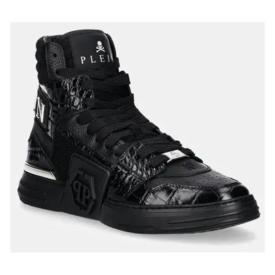 Philipp Plein bőr sportcipő Hi-Top Hexagon fekete, MSC4012 PLE010N