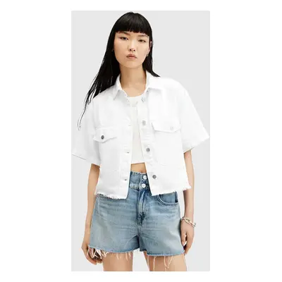 AllSaints farmerdzseki TOVE SS DENIM SHIRT fehér, átmeneti, W113PA