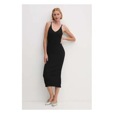 Dkny ruha fekete, midi, testhezálló, D2E4A125