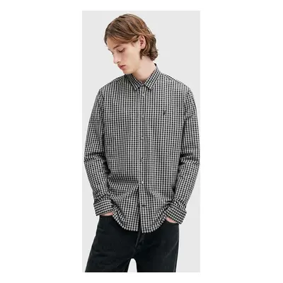 AllSaints pamut ing NEO LS SHIRT férfi, galléros, fekete, relaxed, M044SB