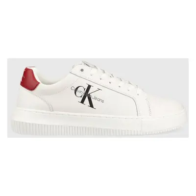 Calvin Klein Jeans bőr sportcipő CHUNKY CUPSOLE MONOLOGO fehér, YM0YM00681