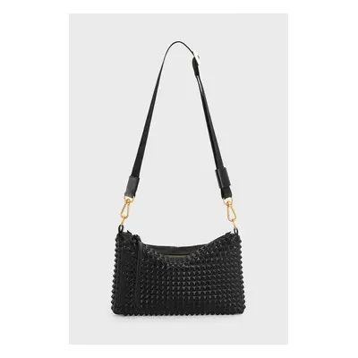 AllSaints bőr táska EVE STUD CROSSBODY fekete, W027XZ