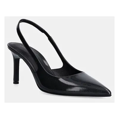 Calvin Klein bőr tűsarkú HEEL SLINGBACK PUMP SAFF LTH fekete, HW0HW02068