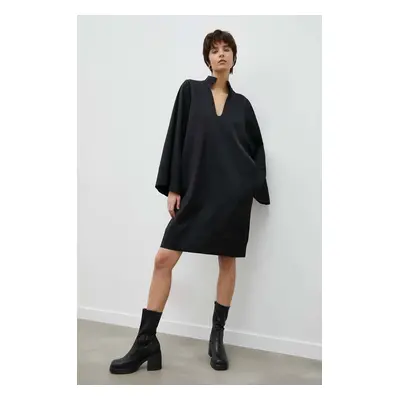 By Malene Birger gyapjú ruha fekete, mini, oversize