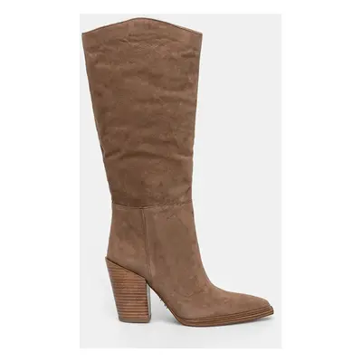 Steve Madden csizma velúrból Bronty barna, női, magassarkú, SM11003353