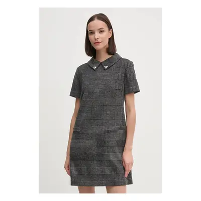 Dkny gyapjú ruha szürke, mini, egyenes, D2G4A190