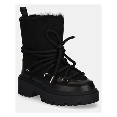 Tommy Hilfiger hócipő REAL SHEARLING LACE-UP SNOWBOOT fekete, FW0FW08085