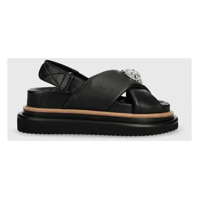 Kurt Geiger London bőr szandál Orson Cross Strap Sandal fekete, női, platformos, 9992200109