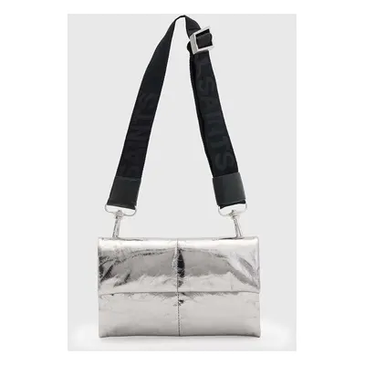 AllSaints bőr táska EZRA QUILT CROSSBODY ezüst, W308XB