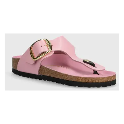 Birkenstock bőr flip-flop Gizeh rózsaszín, női, lapos talpú